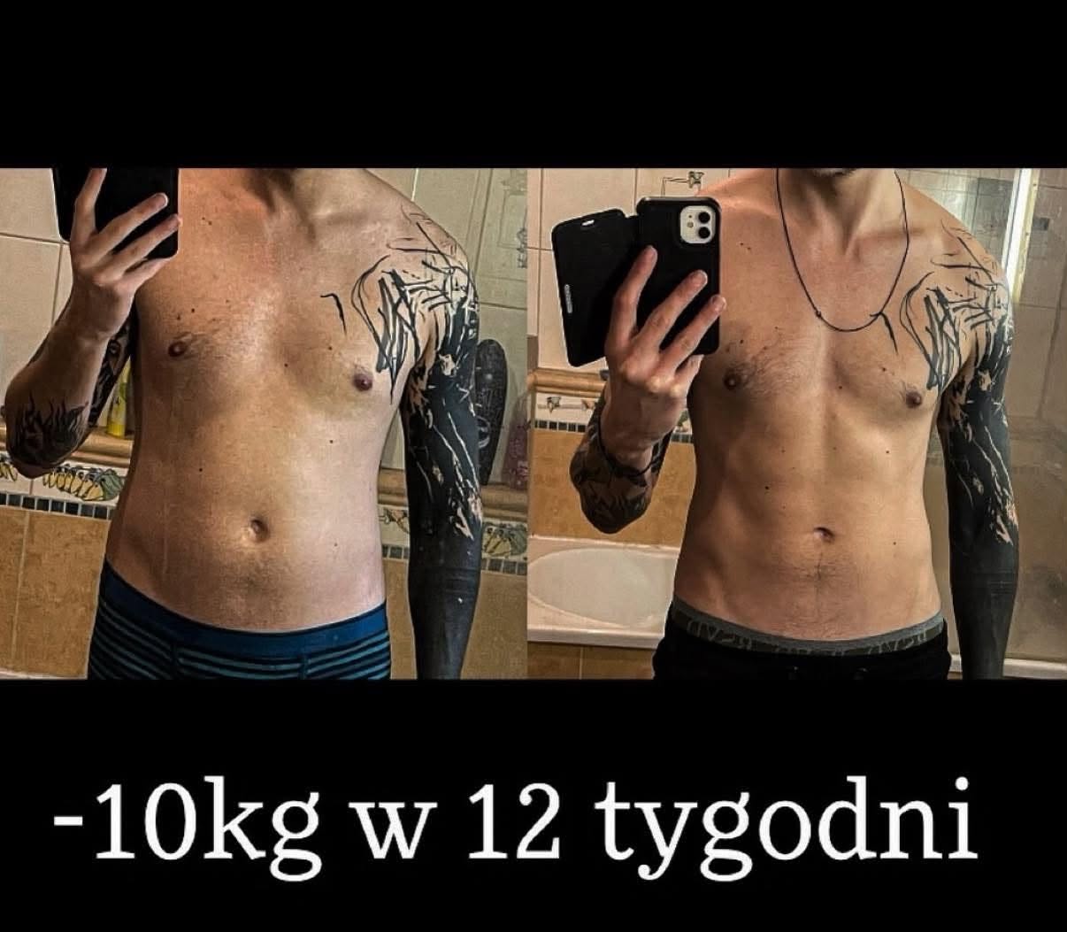 Metamorfoza podopiecznego, redukcja 10 kg w 12 tygodni z trenerem personalnym Maciejem Wajdą